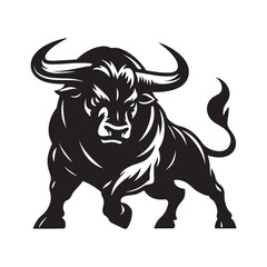 Intense angry ox silhouette for media applications - Angry ox black vector
