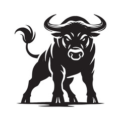 Angry ox silhouette for bold digital designs - Angry ox black vector
