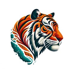 Obraz premium AI Generate of Tiger Head Shape as Natural Element such as Wind, Cloud, Tree, Animal, Wood, isolate in white.