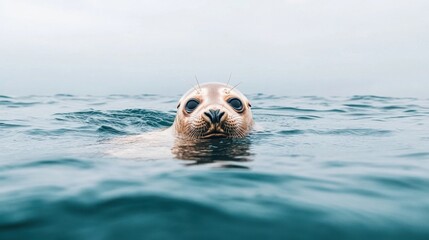 Fototapeta premium A seal is swimming in the ocean