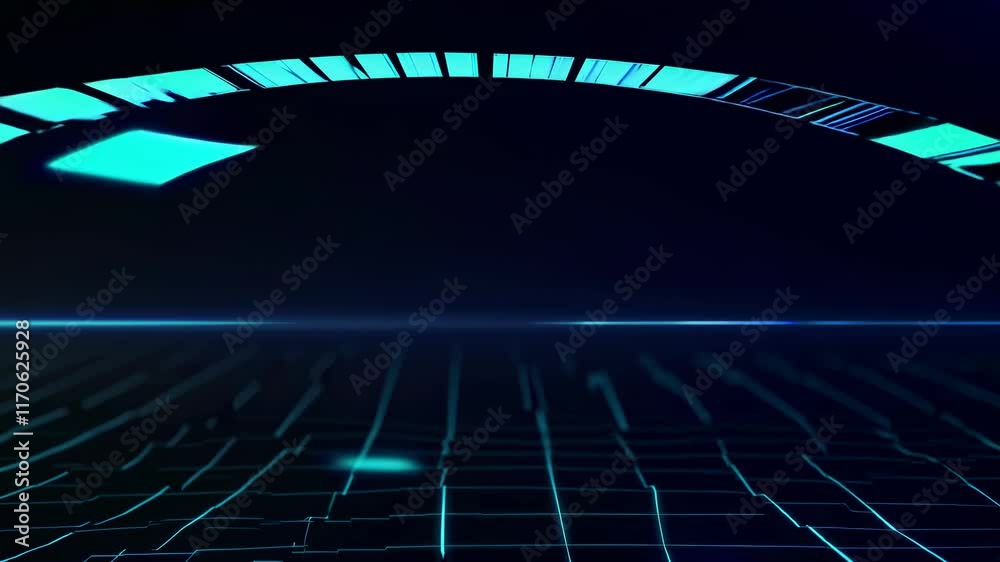 Leinwandbilder exploring futuristic digital technology with animated holographic displays in a vast virtual environ