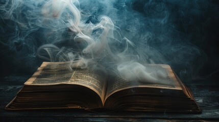 Mystical Book with Smoke