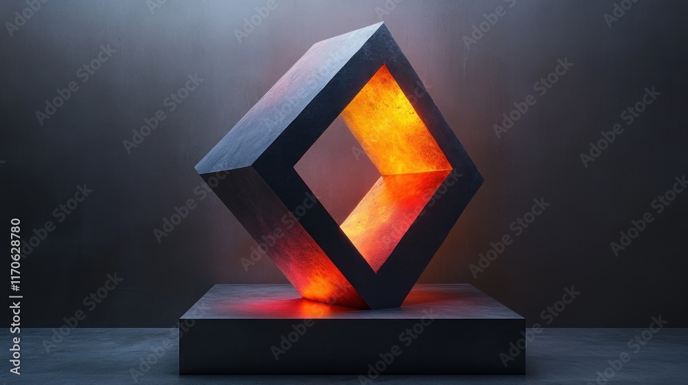 Poster geometric minimalist icon on gray background with rounded corners and 3d design