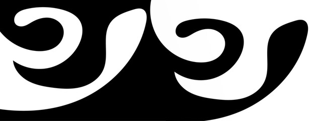 black paper flourishes or ornamentation shapes on a white background 