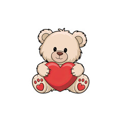 A minimalistic illustration of a fluffy cream-colored teddy bear, designed for modern and artistic stock image themes