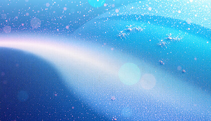 Blue Abstract Waves with Stars and Snowflakes in the Winter Night Sky