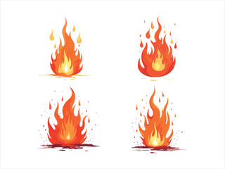 Fire Flames Seamless vector design set