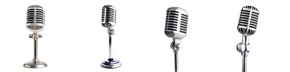Vintage Retro Metallic Microphone for Audio Recording Broadcasting Music Performance and Communication