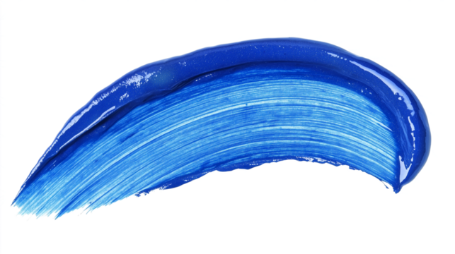 Acrylic blue paint brushstroke isolated on transparent background