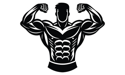 Premium Body Builder Silhouette Vector