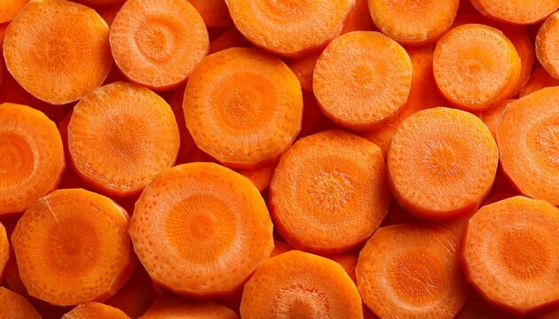 Closeup of fresh carrot slices background