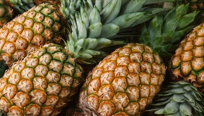 Group of pineapple background, top view