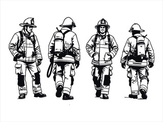 Firefighter man vector design set