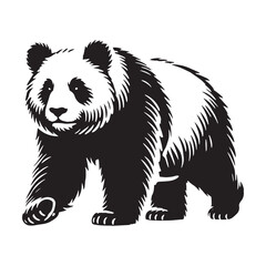 Bold panda silhouette for creative digital projects - Panda illustration - minimallest panda vector
