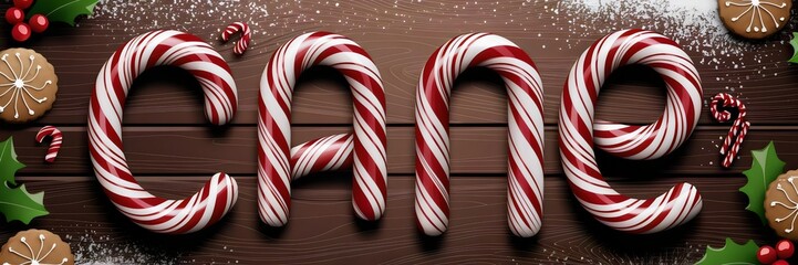 Obraz premium Holiday illustration of candy cane typography