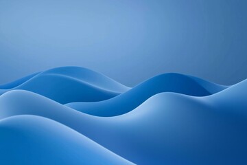 Obraz premium Three-dimensional abstract shape of hills and waves, soft light reflection in blue color