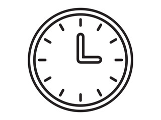 Clock outline icon vector on white background 