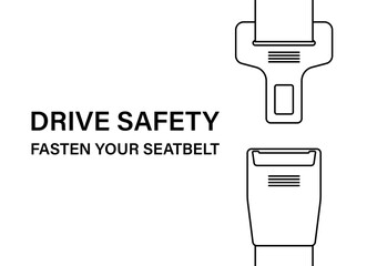 Safety Seatbelt. Car or Airplane Seatbelt. Fasten Your Seatbelt. Safety First.  Vector Illustration. 