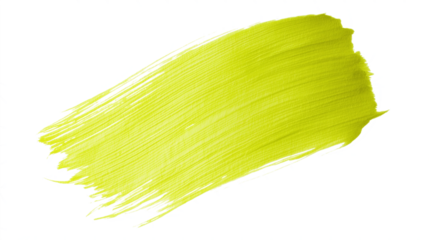 Lime green abstract paint stroke isolated on transparent background