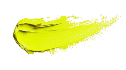 Lime green abstract paint stroke isolated on transparent background