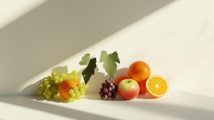 Artistic Fruit Composition with Shadows and Natural Lighting