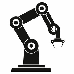 Industrial Robot Arm Silhouette Vector