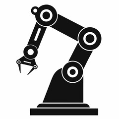 Industrial Robot Arm Silhouette Vector