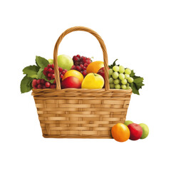 picnic basket filled with fresh fruits and greenery