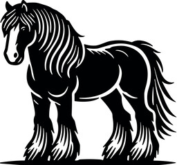 Clydesdale Horse vector black silhouette cricut design for T-shirt