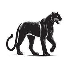 Bold panther silhouette for digital design uses - Panther illustration - minimallest panther vector
