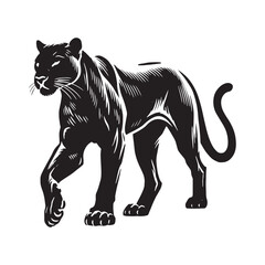 Simplified panther silhouette for versatile artistic applications - Panther illustration - minimallest panther vector
