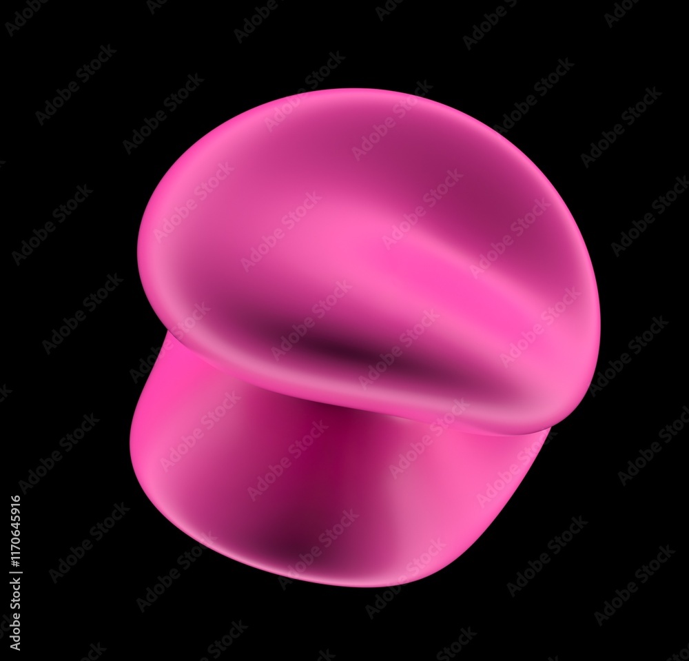 Poster Abstract 3D illustration of a pink glossy drop on a black background. An image on the theme of biotechnology and science.