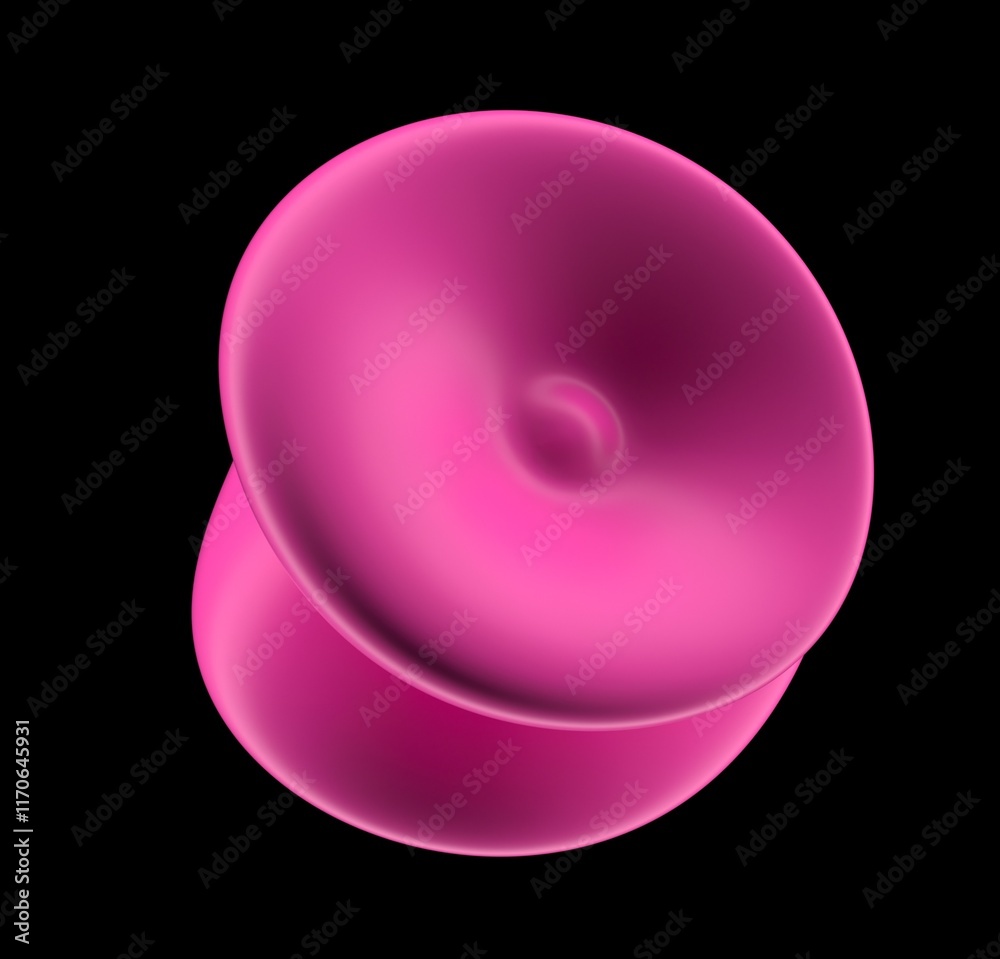 Aufkleber Abstract 3D illustration of a pink glossy drop on a black background. An image on the theme of biotechnology and science.
