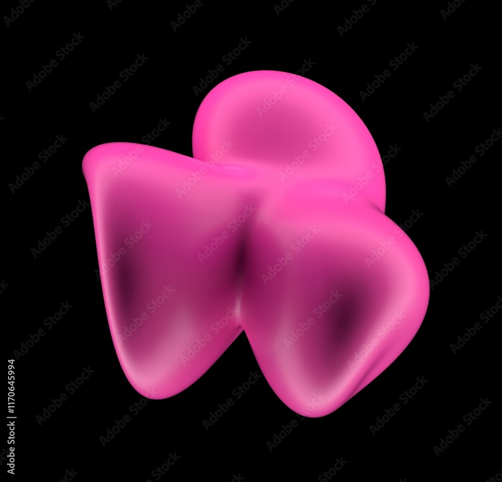 Poster abstract 3d illustration of futuristic glitchy pink glossy form with ripples and distortions. an ima