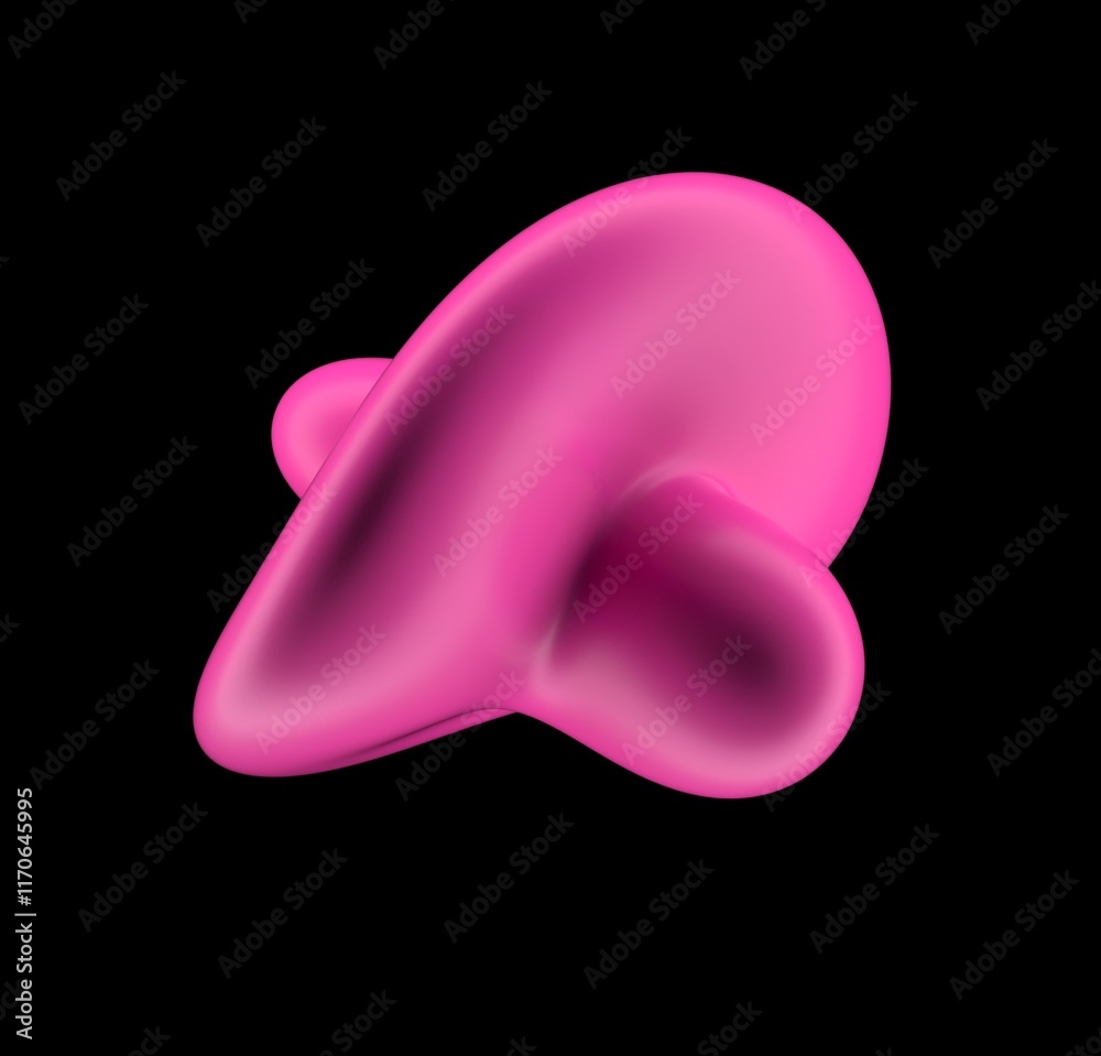 Poster abstract 3d illustration of futuristic glitchy pink glossy form with ripples and distortions. an ima