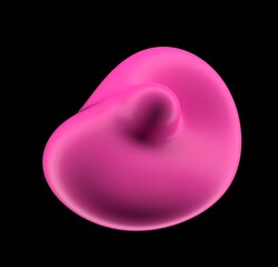 Abstract 3D illustration of futuristic glitchy pink glossy form with ripples and distortions. An image on the theme of biotechnology and molecular physics.