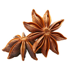 Star anise spice isolated transparency background, showcasing its