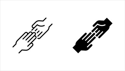 Helping hand icon set. Gesture, sign of help and hope. vector illustration on white background