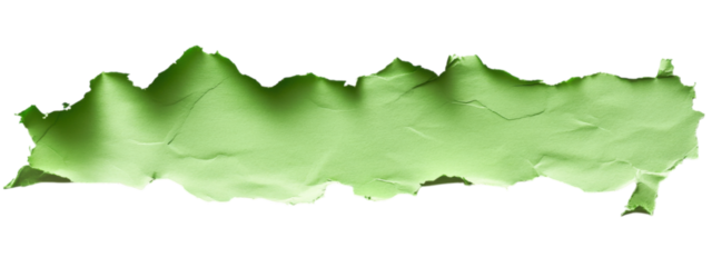 Torn Green Paper on White Background, vibrant green sheet with jagged edge, minimalist design, striking contrast for creative text placement