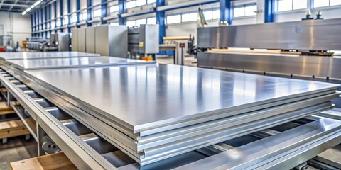 Fototapeta premium Aluminum sheet metal fabrication process , aluminum, manufacturing, aluminum, manufacturing, industry