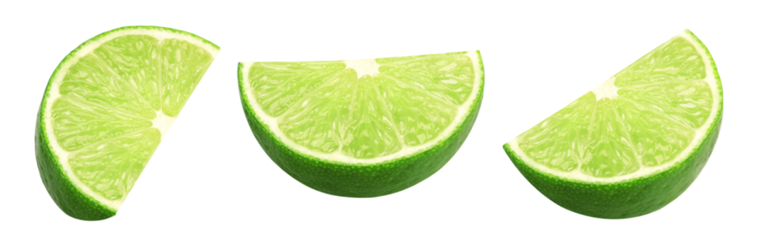 Natural fresh slices lime isolated, transparent png, PNG format, cut-out, Collection, set