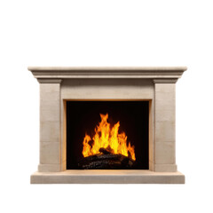 Naklejka premium Realistic fireplace with flames on transparency background