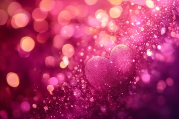 abstract pink bokeh background with heart, Valentine's Day concept 