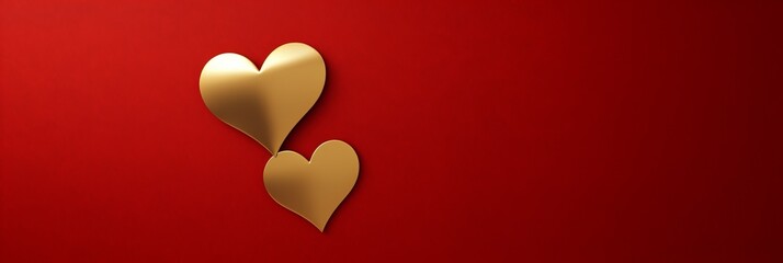 Creative banner design featuring gold hearts on a vibrant red background for Valentine's Day celebrations