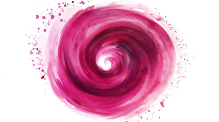 Pink abstract watercolor swirl isolated on transparent background