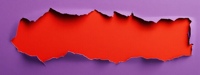 Torn Lavender Paper on Lavender Background with Vibrant Red Sheet, Minimalist Design, Striking Contrast, Centered for Text Placement
