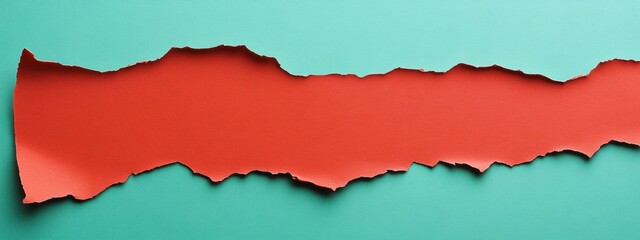 Mint Green Torn Paper with Red Accent, minimalist design showcasing vibrant colors, ideal for text overlay and modern branding applications