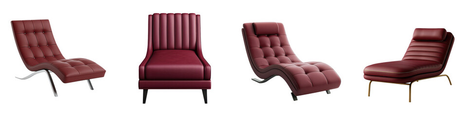 Assortment of luxurious and stylish velvet and leather upholstered chairs sofas and seating furniture pieces in various contemporary and classic designs