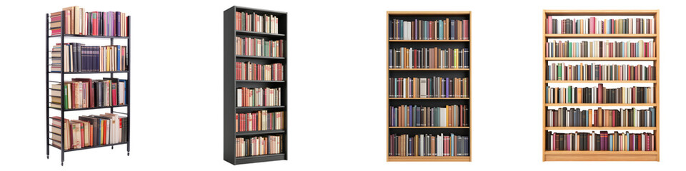 A sleek and modern bookcase filled with a diverse collection of books and literature creating an organized and visually appealing display in a contemporary home or office setting