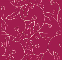 Vintage seamless floral pattern. Liberty style background of small golden orange flowers. Small flowers scattered over a white background. Stock vector for printing on surfaces. Realistic flowers.